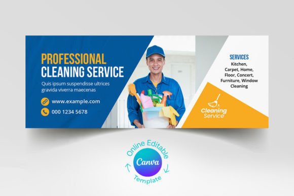 Cleaning Service FB Cover Canva Template