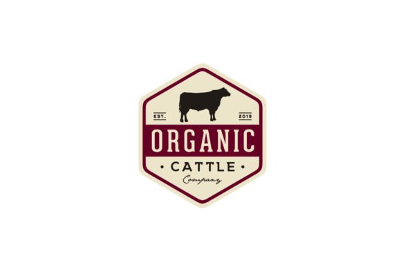 Retro Cattle Angus Beef Meat Label Logo
