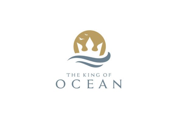 Trident King Crown Ocean Sea Wave Logo